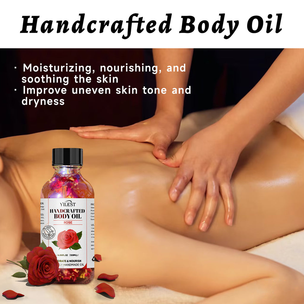 Body Essential Oil Indulge in pure relaxation with this luxurious massage oil, crafted to soothe your body and calm your mind. Its silky, lightweight formula glides effortlessly over the skin, delivering deep hydration while melting away tension