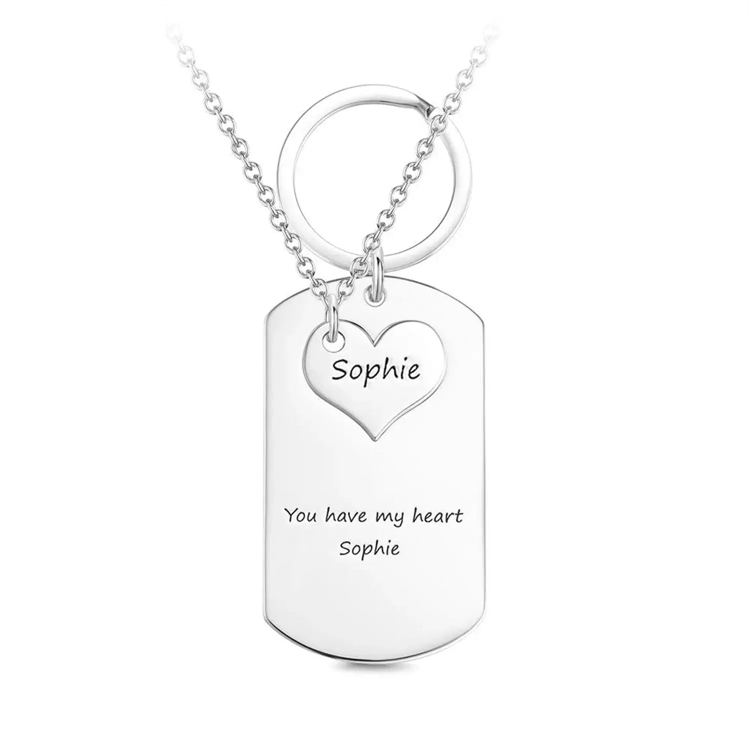 Custom Engraved Mother Daughter Keychain and Necklace Set