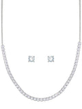 Brilliance Fine Women'S Silver Plated Brass Cubic Zirconia Tennis Necklace and Earring Set