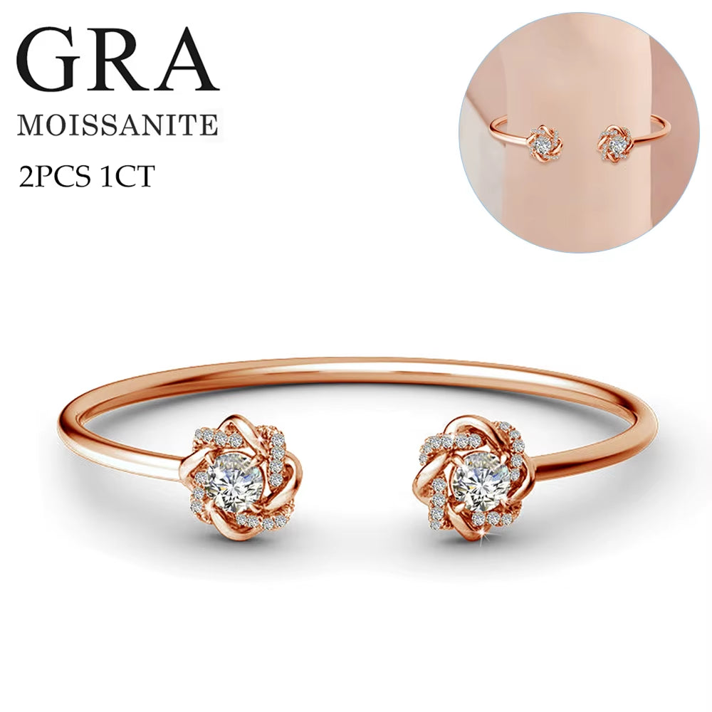 Original Moissanite Diamond Jewelry Sets for Women with Certificate Necklace Earrings Bangle Sets 925 Silver Wedding Luxury Gift