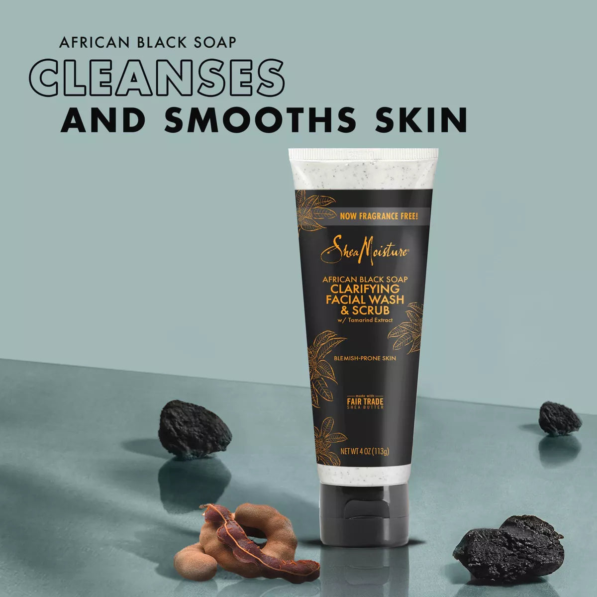Sheamoisture African Black Soap Clarifying Facial Wash & Scrub - 4 Oz: Paraben-Free, Sulfate-Free, Acne-Prone Skin
