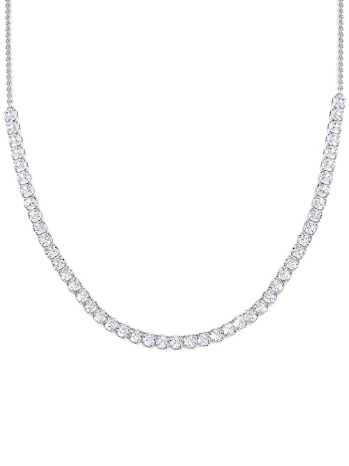Brilliance Fine Women'S Silver Plated Brass Cubic Zirconia Tennis Necklace and Earring Set