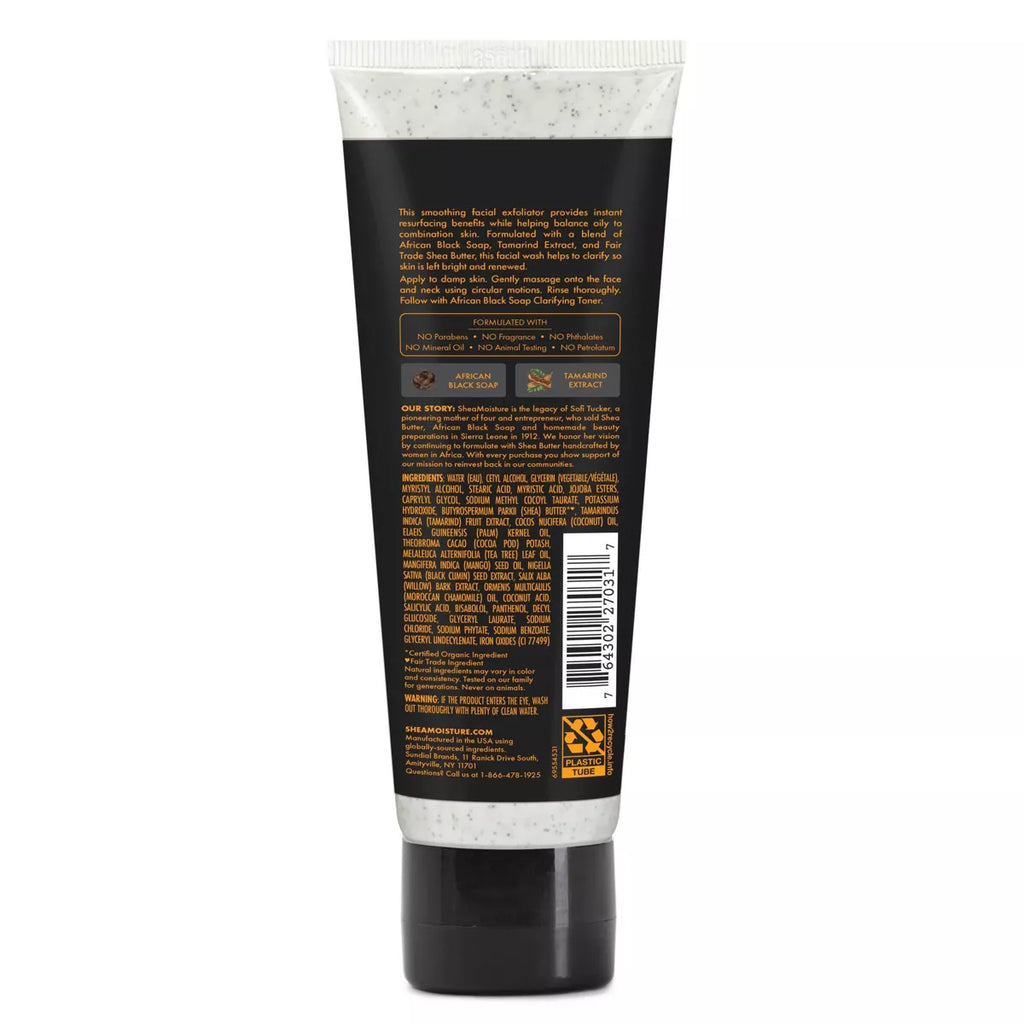 Sheamoisture African Black Soap Clarifying Facial Wash & Scrub - 4 Oz: Paraben-Free, Sulfate-Free, Acne-Prone Skin