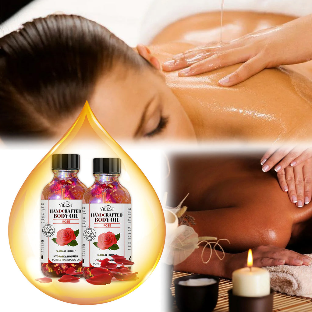 Body Essential Oil Indulge in pure relaxation with this luxurious massage oil, crafted to soothe your body and calm your mind. Its silky, lightweight formula glides effortlessly over the skin, delivering deep hydration while melting away tension